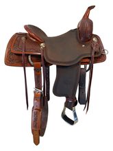 16 Inch Used Billy Cook 1/2 Breed Crazy Stamp Cutting Saddle Wide Tree 4003
