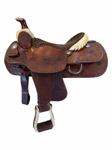 SOLD on LAYAWAY 2026/05/29 2016 Inch Used Billy Cook Roping Saddle Wide Tree 9108