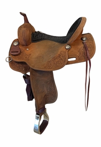 16 Inch Used Billy Cook Roughout Floral Barrel Saddle Wide Tree 1935