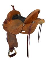 16 Inch Used Billy Cook Roughout Floral Barrel Saddle Wide Tree 1935