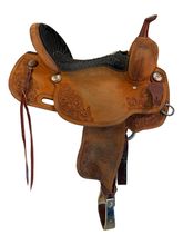 16 Inch Used Billy Cook Roughout Floral Barrel Saddle Wide Tree 1935