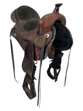 16 Inch Used Black Forest Treeless Trail Saddle Wide Tree