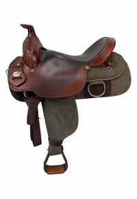 16 Inch Used Fabtron Cordura Trail Roping Saddle Wide Tree 7110