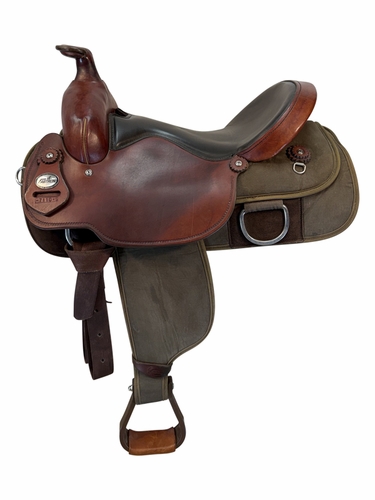 16 Inch Used Fabtron Cordura Trail Roping Saddle Wide Tree 7110