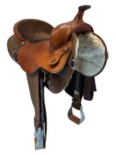 SOLD 2025/12/15 16 Inch Used Fabtron Draft Cordura Trail Saddle Extra Wide 7182