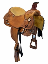 SOLD 2026/08/09 16 Inch Used Rocking R Roping Saddle Wide Tree 256T