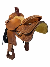 SOLD 2026/08/09 16 Inch Used Rocking R Roping Saddle Wide Tree 256T