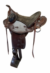17.5Inch Used Henry Miller Double Creek Trail Saddle Wide Tree