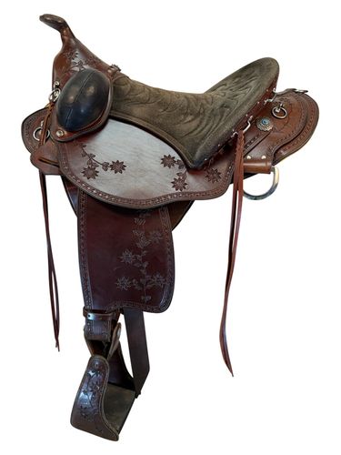 17.5Inch Used Henry Miller Double Creek Trail Saddle Wide Tree