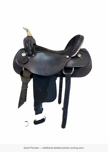 17 Inch Used Black Sterling Fresians Trail Saddle Medium Tree 350