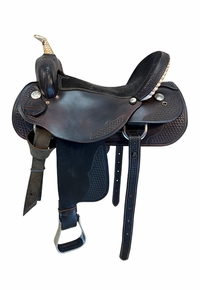 17 Inch Used Black Sterling Fresians Trail Saddle Extra Wide Tree 350