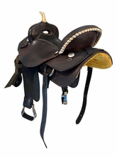 17 Inch Used Black Sterling Fresians Trail Saddle Extra Wide Tree 350