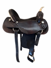 17 Inch Used Black Sterling Fresians Trail Saddle Extra Wide Tree 350