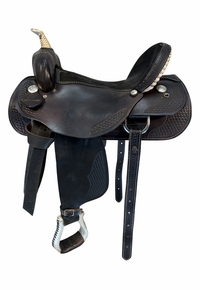 17 Inch Used Black Sterling Friesan Trail Saddle Wide Tree 350