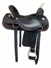 17 Inch Used Black Sterling Friesan Trail Saddle Wide Tree 350