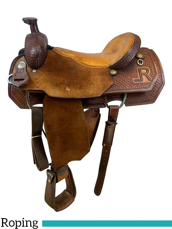 SOLD 2024/09/23ct 17 Inch Used Double J Roping Saddle *Free Shipping*