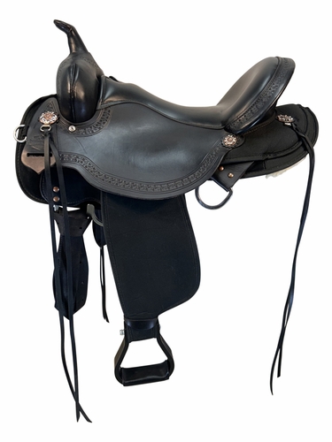 17 Inch Used Circle Y High Horse Rosebud Cordura Trail Saddle 6918 Wide Tree
