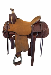 17 Inch Used HR Saddlery Ranch Saddle Medium Tree 723