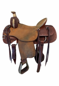 17 Inch Used HR Saddlery Ranch Saddle Wide Tree 760