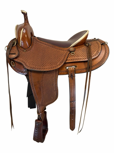 17 Inch Used Montana Pack Saddlery Cutting Saddle Medium Tree