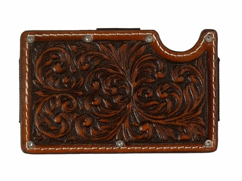 3D Western Mens Smart Leather Embossed Scroll Wallet D250015202