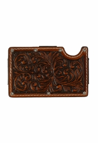 3D Western Mens Smart Leather Embossed Scroll Wallet D250015202