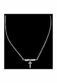 Antique Silver Necklace w/ Cross Medallion DN1161SBWT