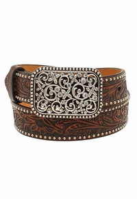 Ariat Girls Floral Embossed Studded Belt A1303602
