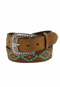 SOLD 2025/10/17  Ariat Ladies Southwestern Laced Turquoise Brown Belt A1533244 ZDS