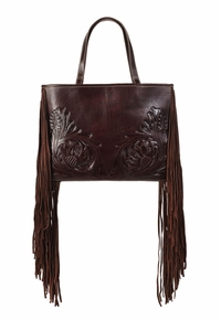 Ariat Ladies Victoria Tooled Leather Fringe Brown Tote Bag A770009302