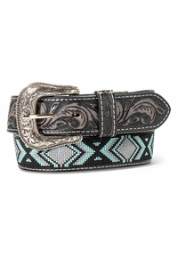 Ariat Mens Black & Turquoise Embroidered Inlay Belt A1041388