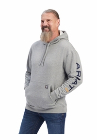 Ariat Mens Rebar Graphic Hoodie Heather Grey 41627 