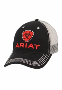 Ariat Mens Black and Red Logo Mesh Ball Cap 1515866