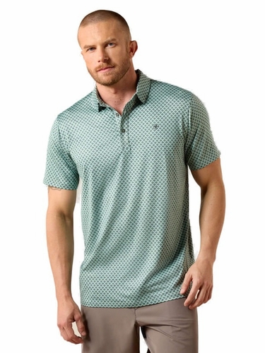 Ariat Mens All Over Print Heathered Fitted Polo 10073585