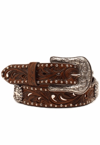 Ariat Womens Brown Belt with Crystal Conchos and Studs A1518602