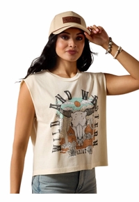 Ariat Womens Steer Skull Landscape T-Shirt 10078378