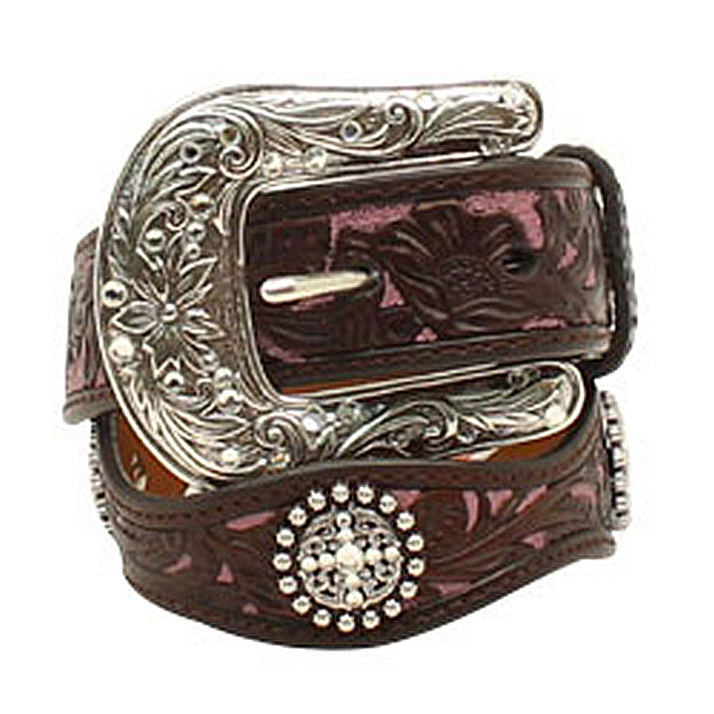 Ariat Youth Pink/Brown Flower Overlay Belt A1301802