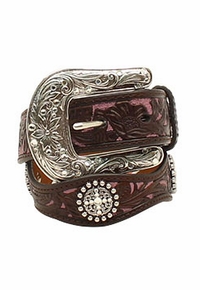 Ariat Youth Pink/Brown Flower Overlay Belt A1301802 ZDS