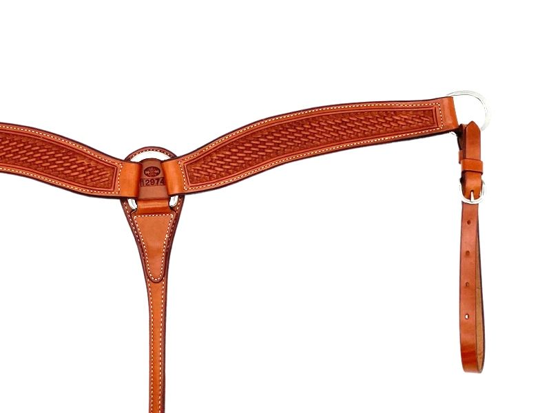 Collier De Poitrail Western En Cuir Estampé Panier - Avec Conchos Nickel - Marron - Neuf