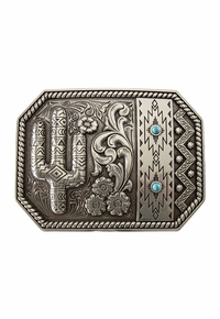 Blazin Roxx Ladies Buckle Cactus Turquoise Antique Silver Finish 37941