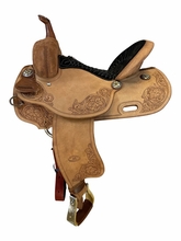 14" - 17" Billy Cook BW Roughout Floral Barrel Saddle 1935