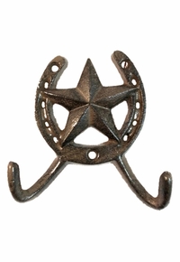 Cast Iron Star Horseshoe Double Wall Hook 94767