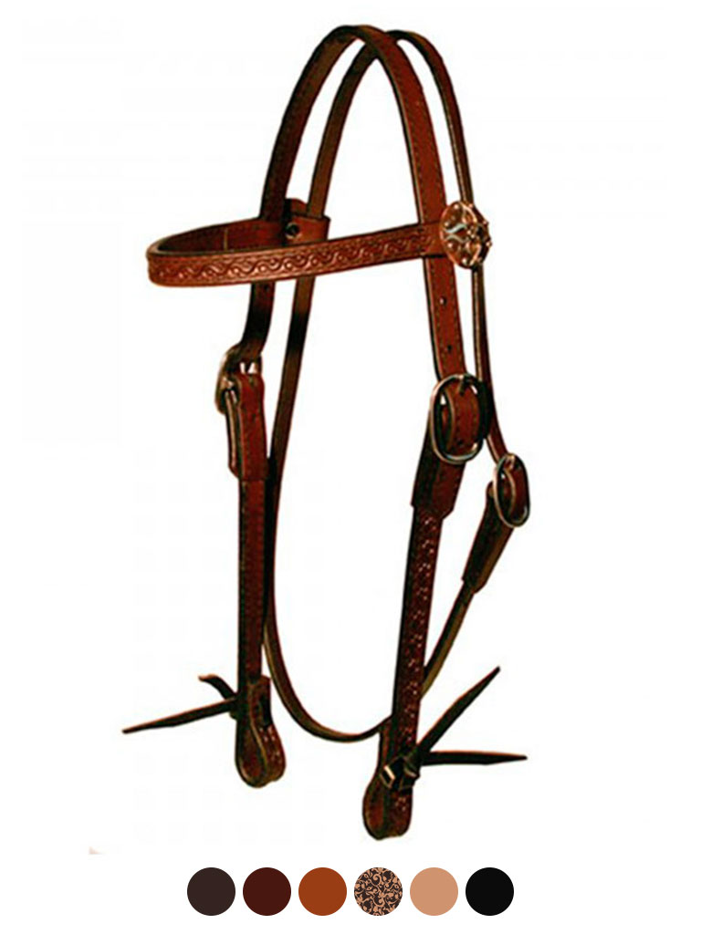 Circle Y Infinity Wrap Browband Headstall | Western Leather Bridle For Horses