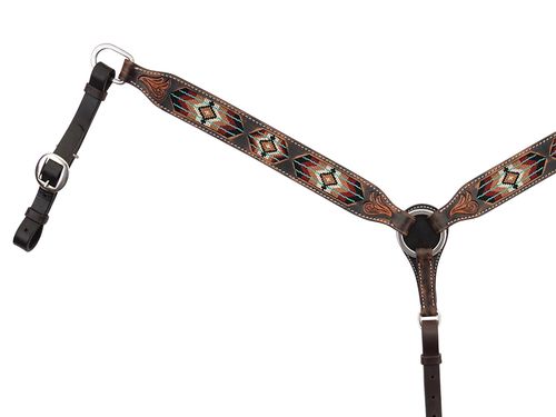 Collier De Poitrine Pour Cheval Circle Y - Modèle Distressé Sud-ouest Perlé, Neuf, Fabriqué En Inde
