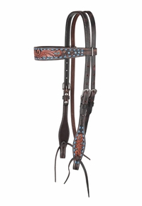 Circle Y Bronco Blue Texas Flower Browband Headstall 1006-12-SC