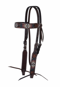 Circle Y Browband Headstall Rustic Beaded Inlay X0216-600V