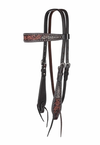 Circle Y Dark Flash Arizona Flower Browband Headstall 1008-12-SC