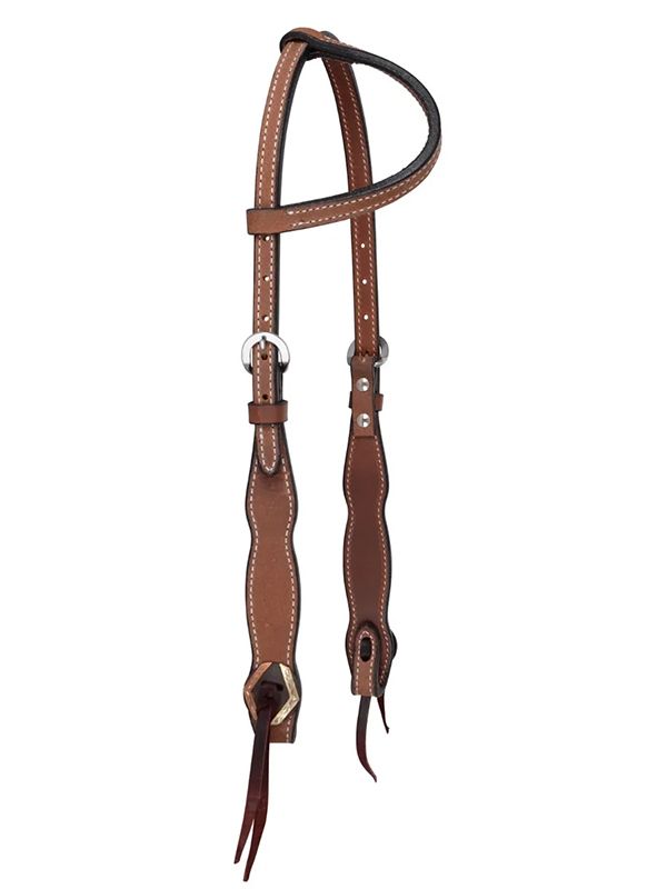 Ear Bridle Circle Y Straight Beaded One Ear Headstall- Western Tack Circle Y Inlaid Floral One Ear Headstall Copper
