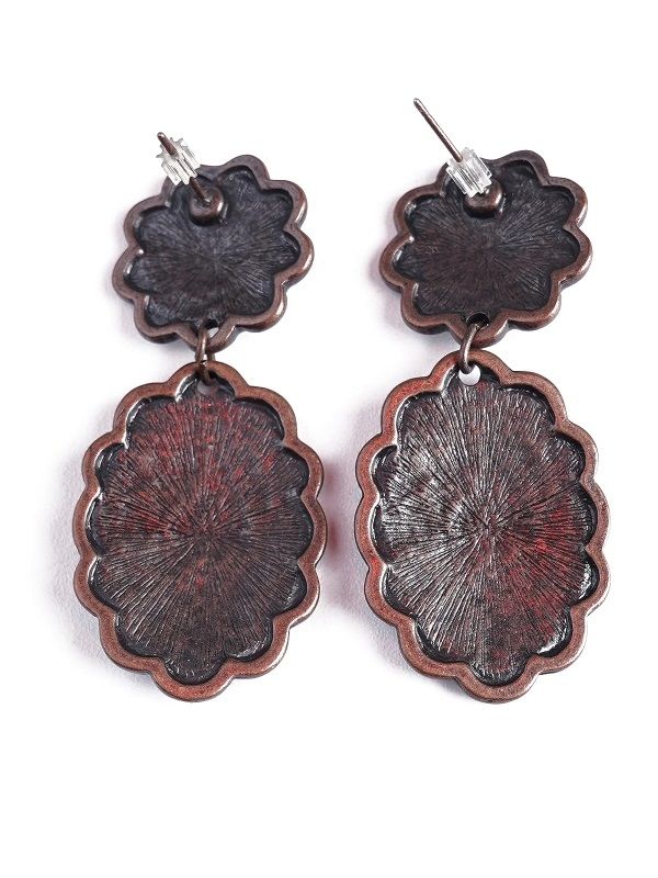 Copper Oval Concho Dangling Earring ERZ20042503
