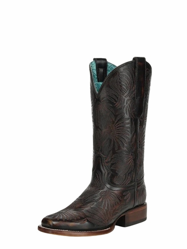 Corral Women's Black Floral Cowboy Boots A4848